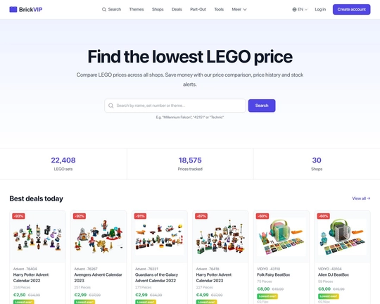 Vind de laagste LEGO prijs — BrickVIP